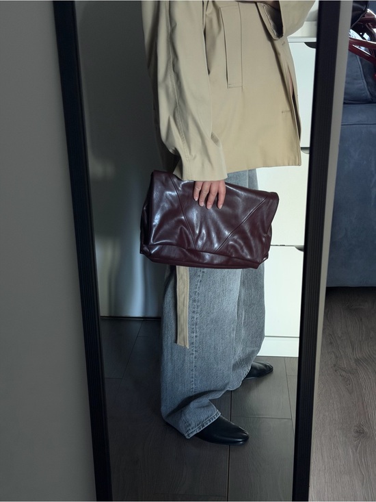 Zara Handbags - Zara Women's faux Leather Foldover Clutch in Deep Burgundy